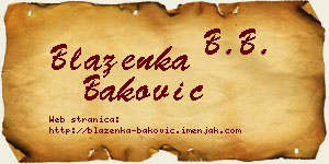 Blaženka Baković vizit kartica